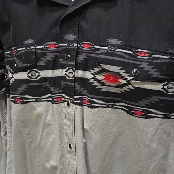 VTG Panhandle Slim SnapButton Shirt SzLg Mens Aztec SouthWestern Longsleeve DUNN - Picture 5 of 16
